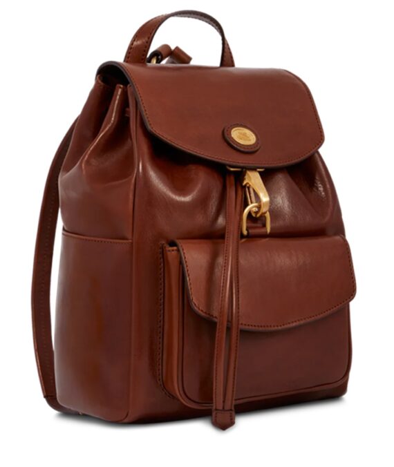 Zaino da donna in pelle con tasca frontale