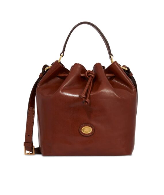 Borsa secchiello in pelle con tracolla