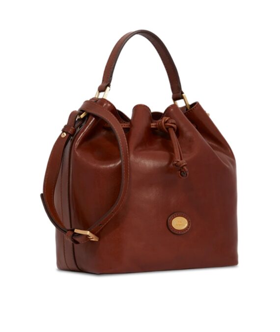 Borsa secchiello in pelle con tracolla