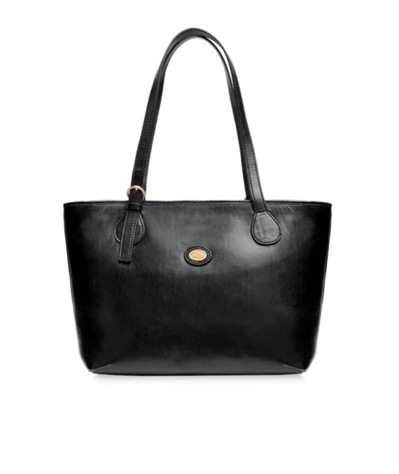 Borsa shopper in pelle chiusa con zip