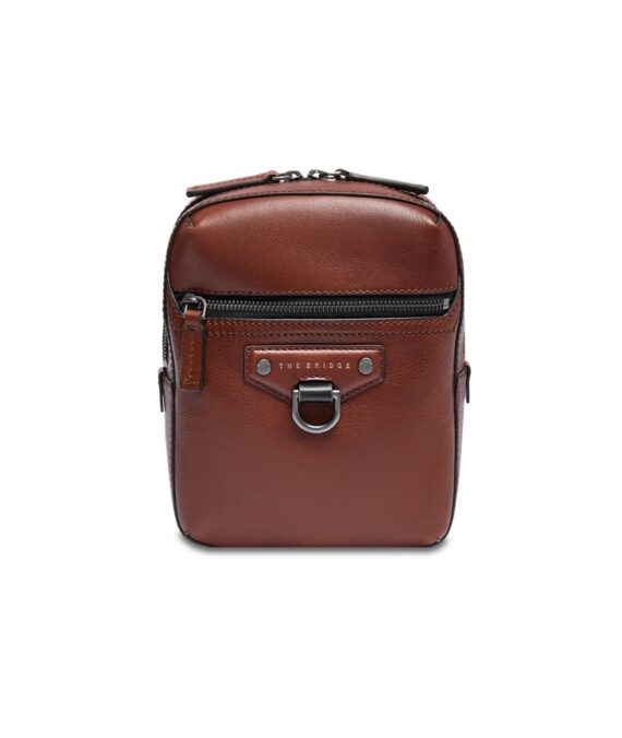 Tracolla in pelle uomo con zip frontale