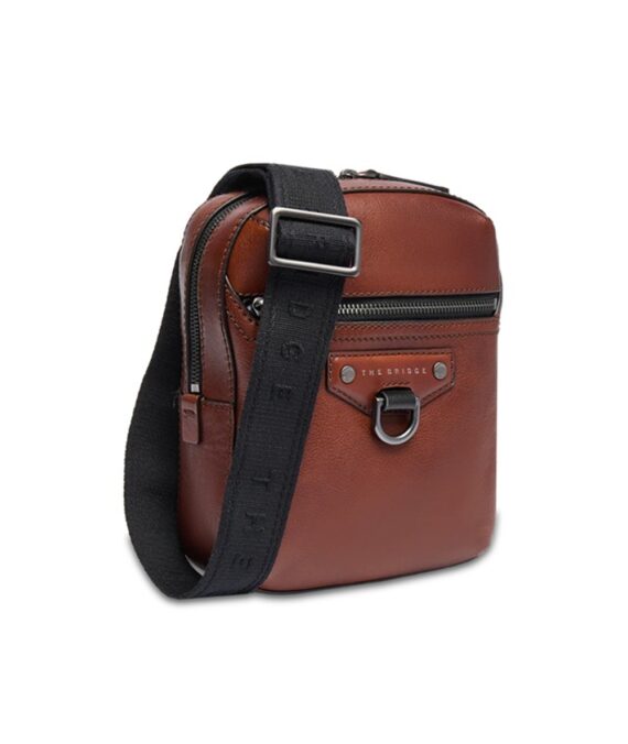 Tracolla in pelle uomo con zip frontale