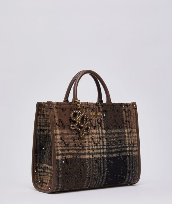 Borsa piccola check con paillettes