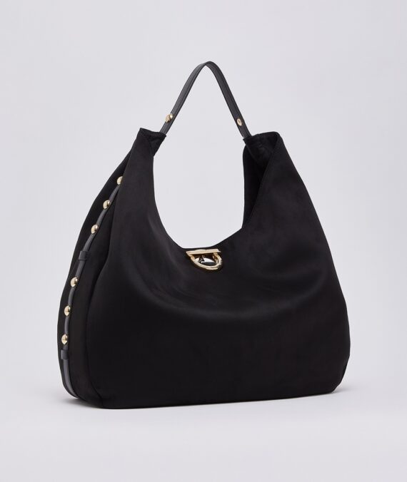 Borsa hobo grande con borchie