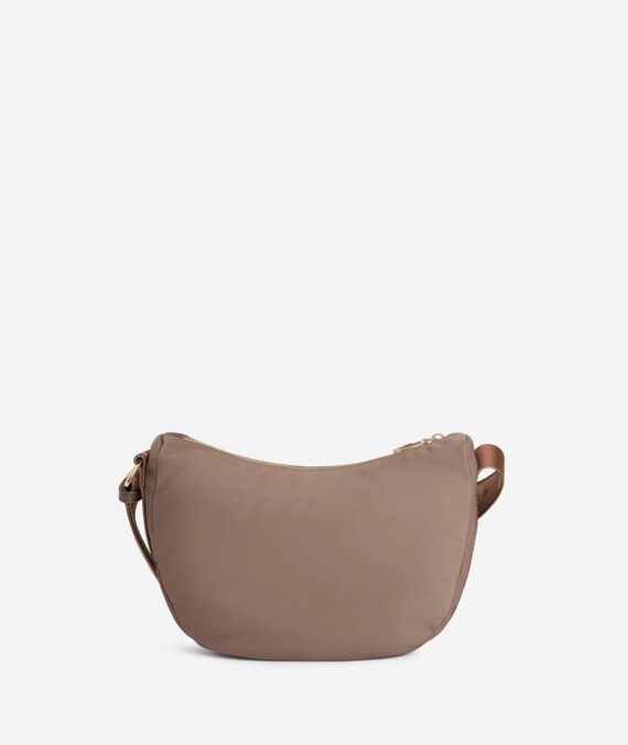 Borsa piccola a mezzaluna in nylon Whisper, colore grigio roccia.