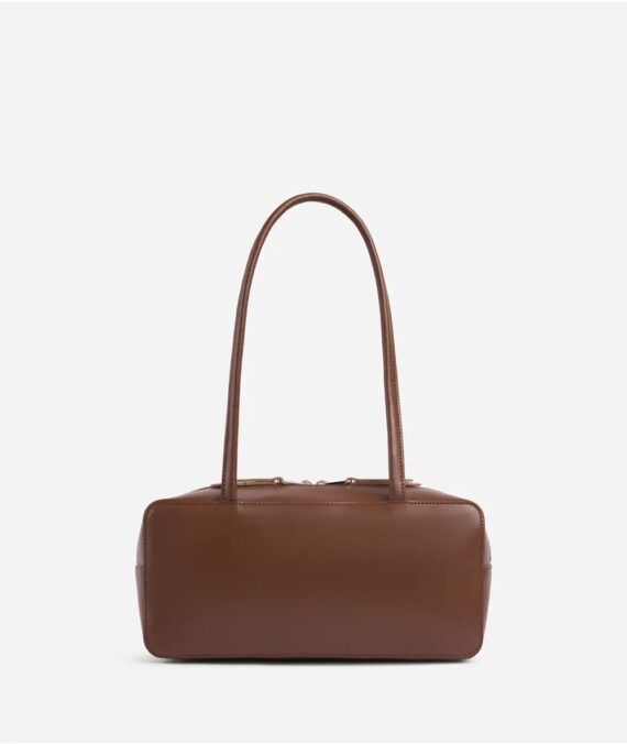 Borsa a tracolla in pelle Love Charm Bag color Castagna