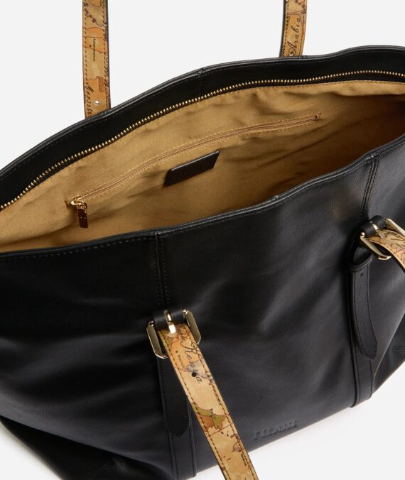 Borsa shopper in pelle nera